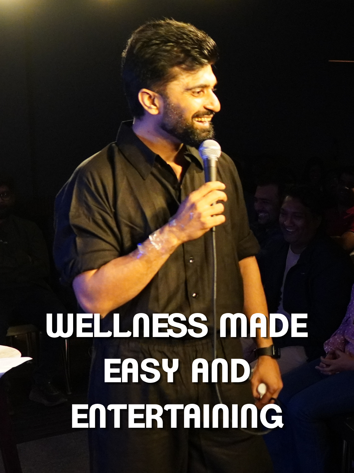 Dr Umesh Wadhavani performing Dieting Ka Mazaak stand up comedy show for corporate audience promoting wellness made easy through health edutainment and practical nutrition