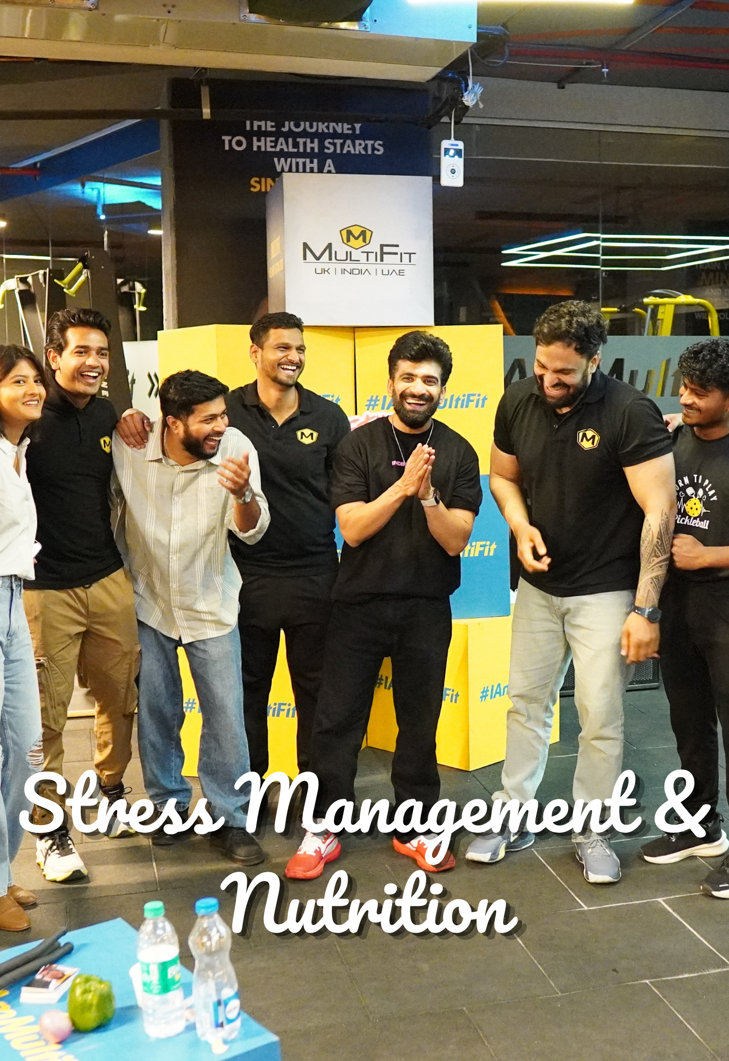 Dr Umesh Wadhavani conducting corporate masterclass on stress management and nutrition focusing on balanced lifestyle coaching practical nutrition and sustainable habit building